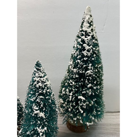 Bottle Brush Trees Snow Flocked Lot of 6 Christmas Village Accessory 3.75" - 7" - Picture 3 of 8